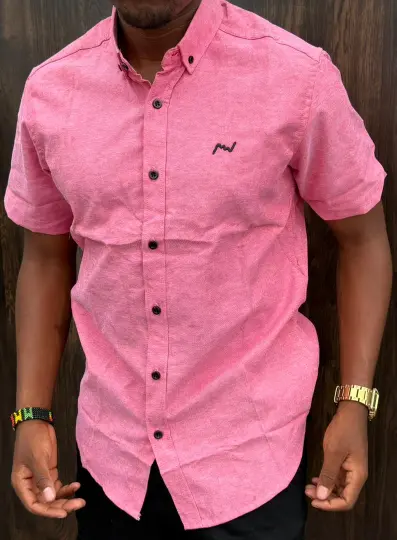 Casual Pink slim short sleeve fit