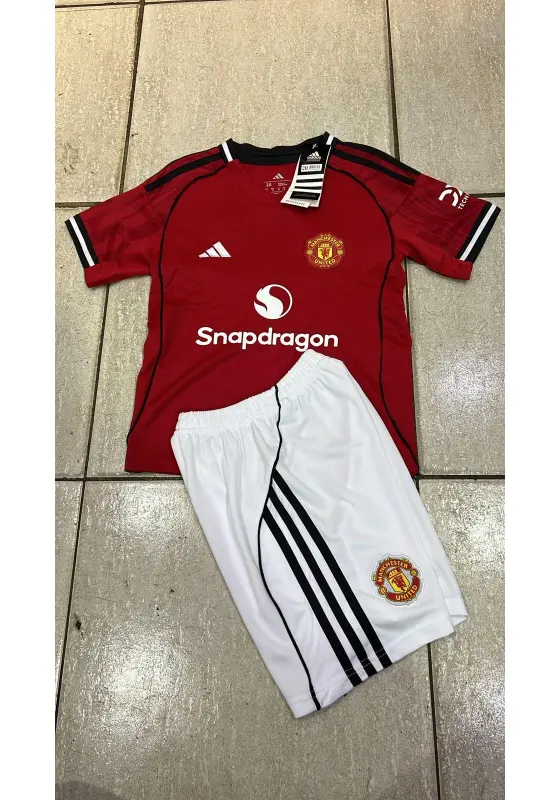 Manchester United 2025-26 home kids kit