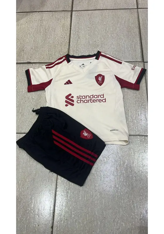 Liverpool FC 2025/26 away soccer jersey and shorts kit