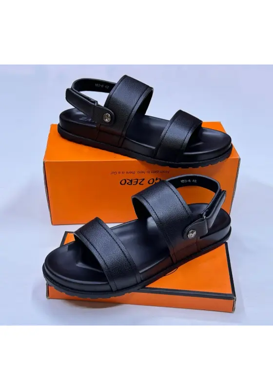 black leather thin sole sandals