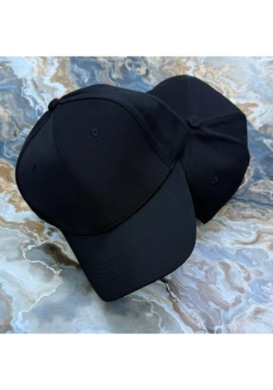 plain black baseball cap