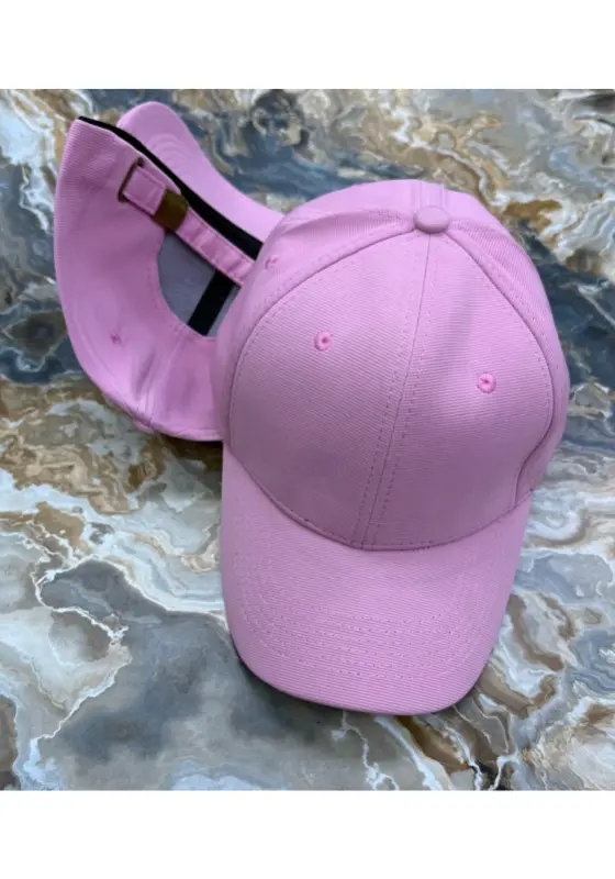 plain, pink, adjustable cotton baseball cap